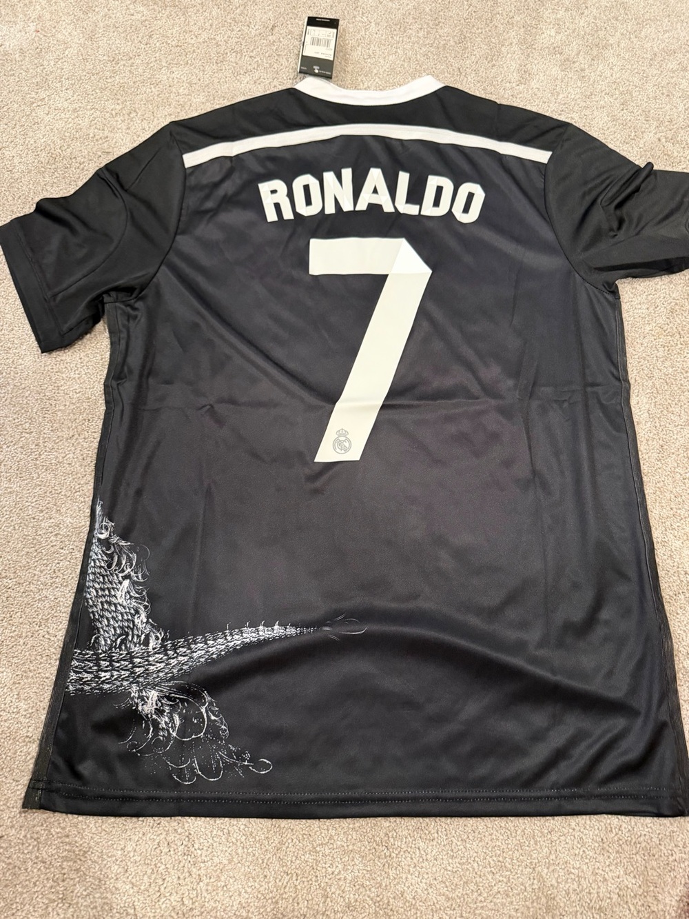 Real Madrid Cristiano Ronaldo #7 Black Men’s Jersey size large slim fit